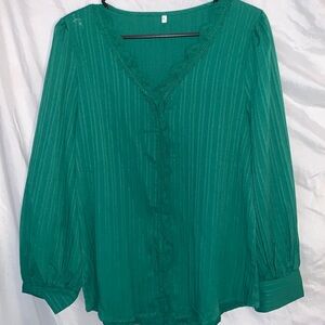 XL long sleeve green blouse very cute